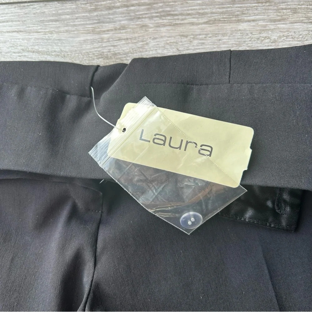 NWT Laura Black Stretch Sequins Accents Wide Leg Pants with Slits Made in Canada - Picture 10 of 13